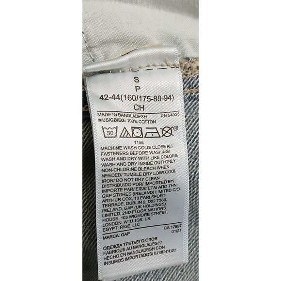 Gap womens small denim overalls blue distressed shortalls jumper - Picture 6 of 6